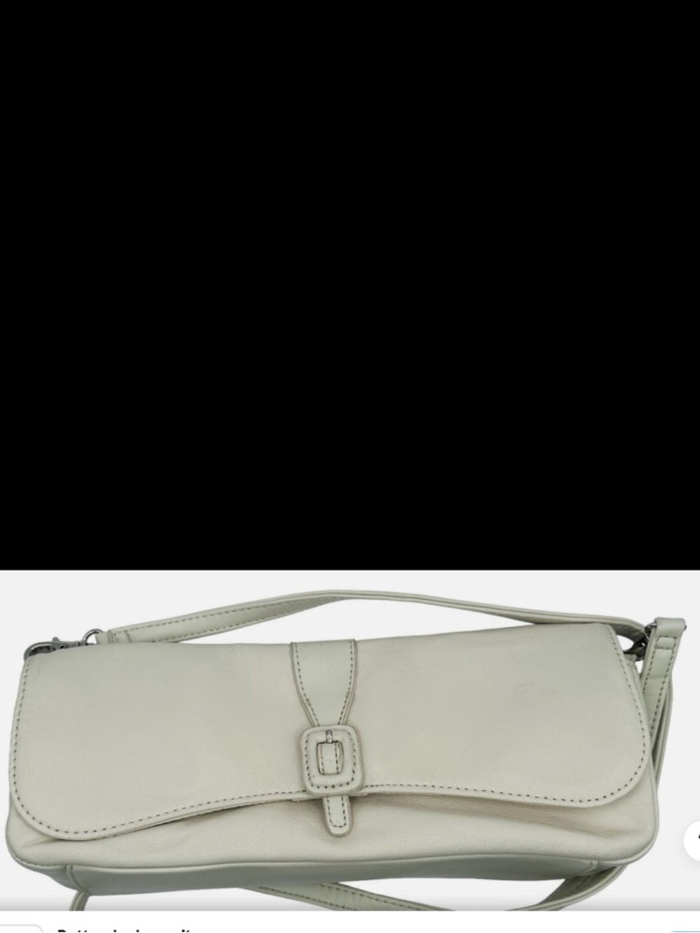 Worthington Cream Leather Shoulder Bag with Buckle Flap
